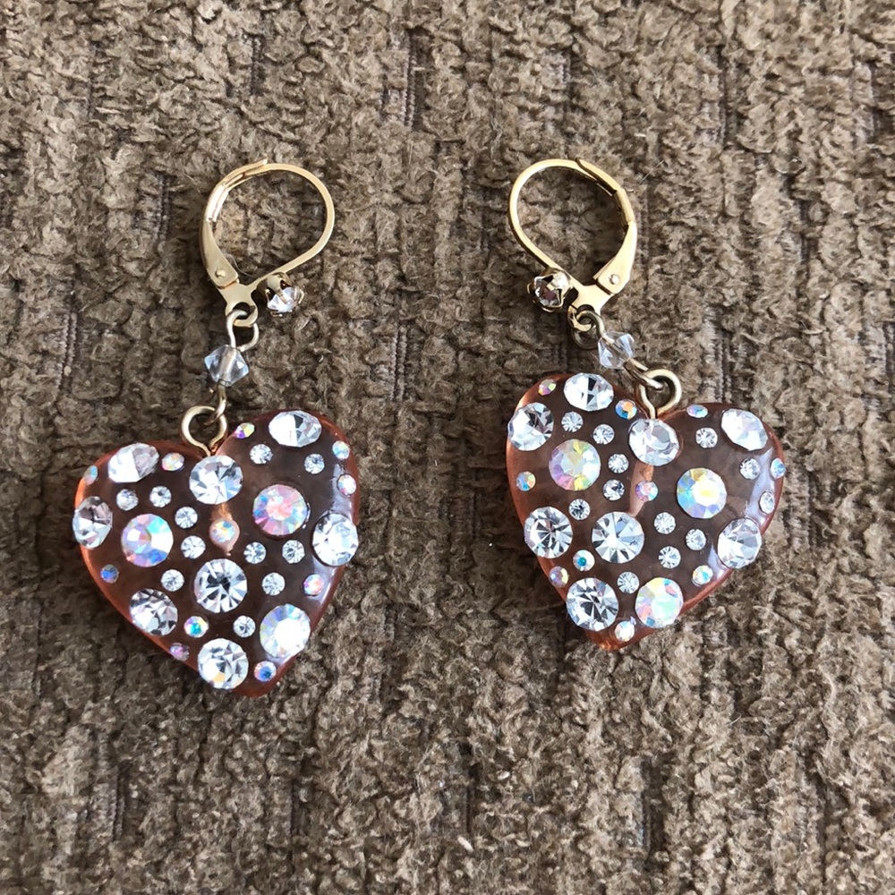 Betsy Johnson. Heart dangle earrings